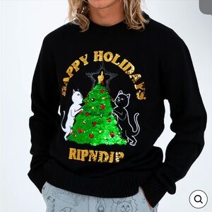 Ripndip holiday Christmas tree cat sweater ugly black unisex size M